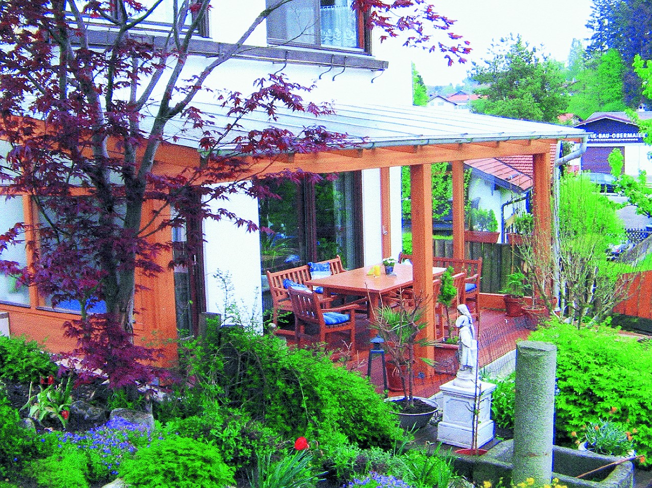 Glasdach über Terrasse